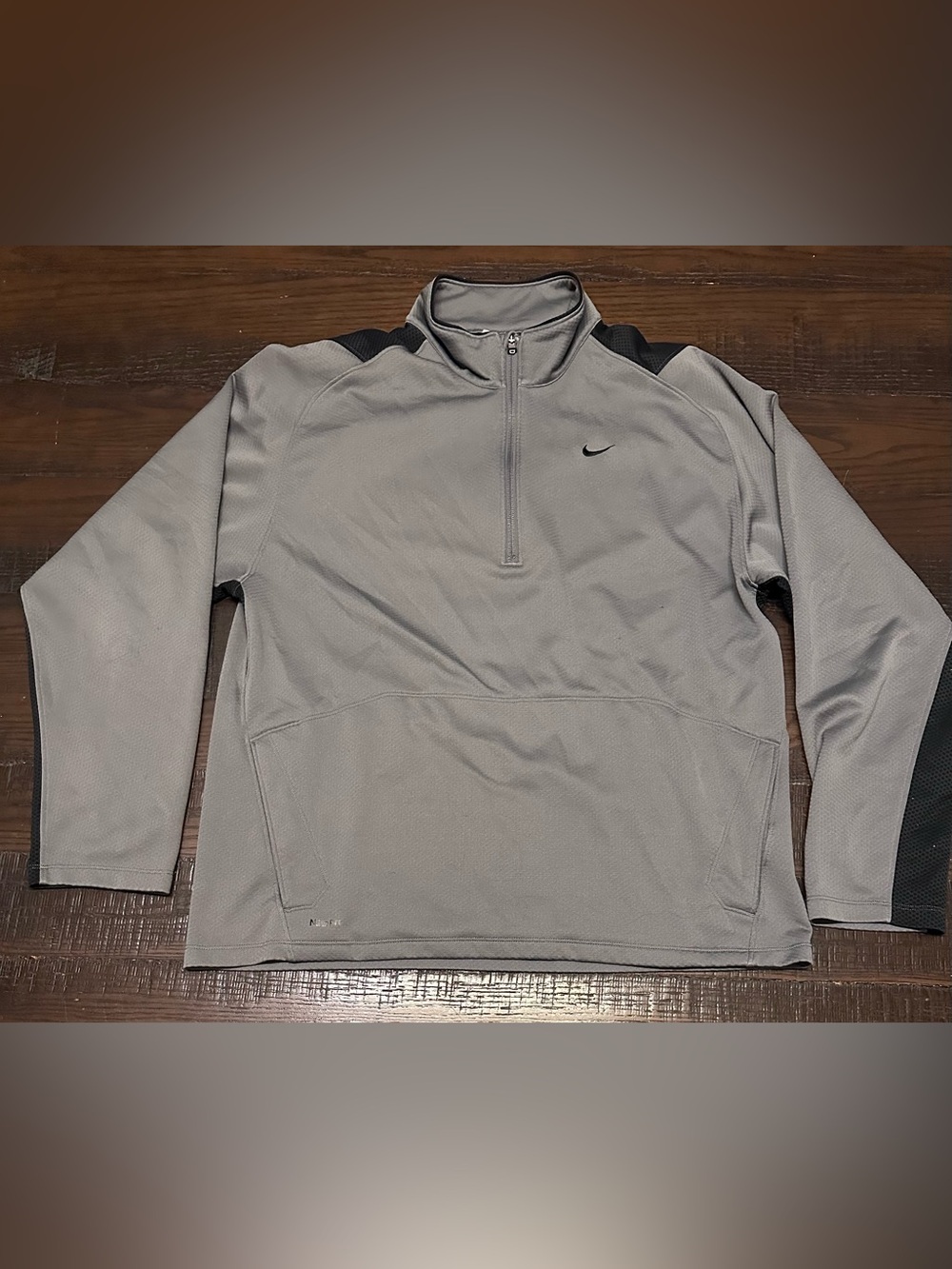 Nike Vintage Grey And Black Quarter Zip Pullover sweatshirt Size Large Vtg Retro